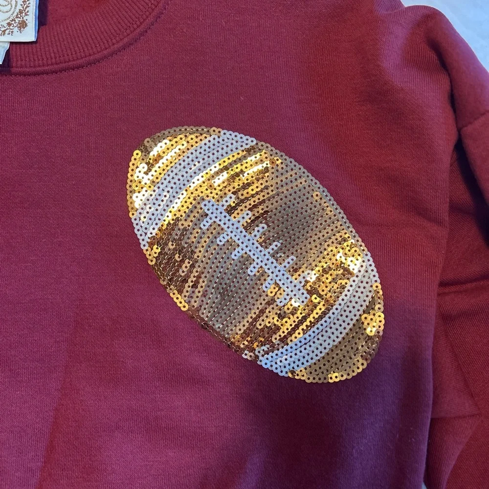 Football bling Game Day sweatshirt, burgundy, M - Picture 4 of 6